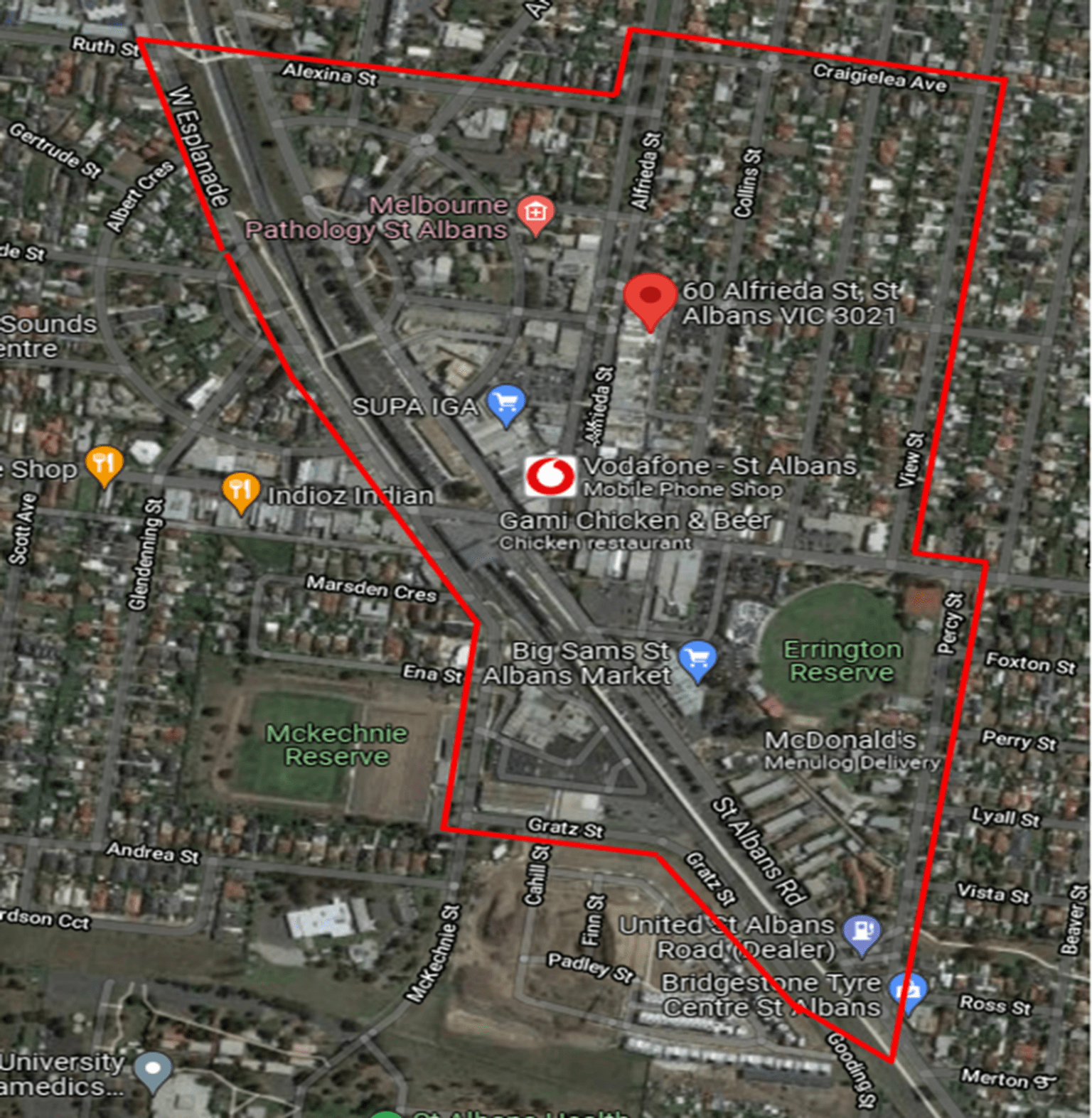 Map of designated area in St Albans. Exact description in the copy above. 