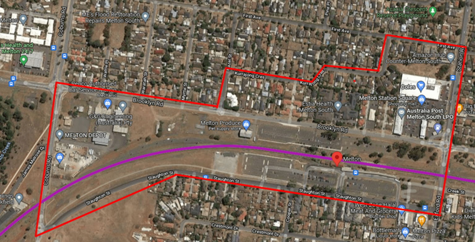 Map of designated area in Melton. Exact description in the copy above. 