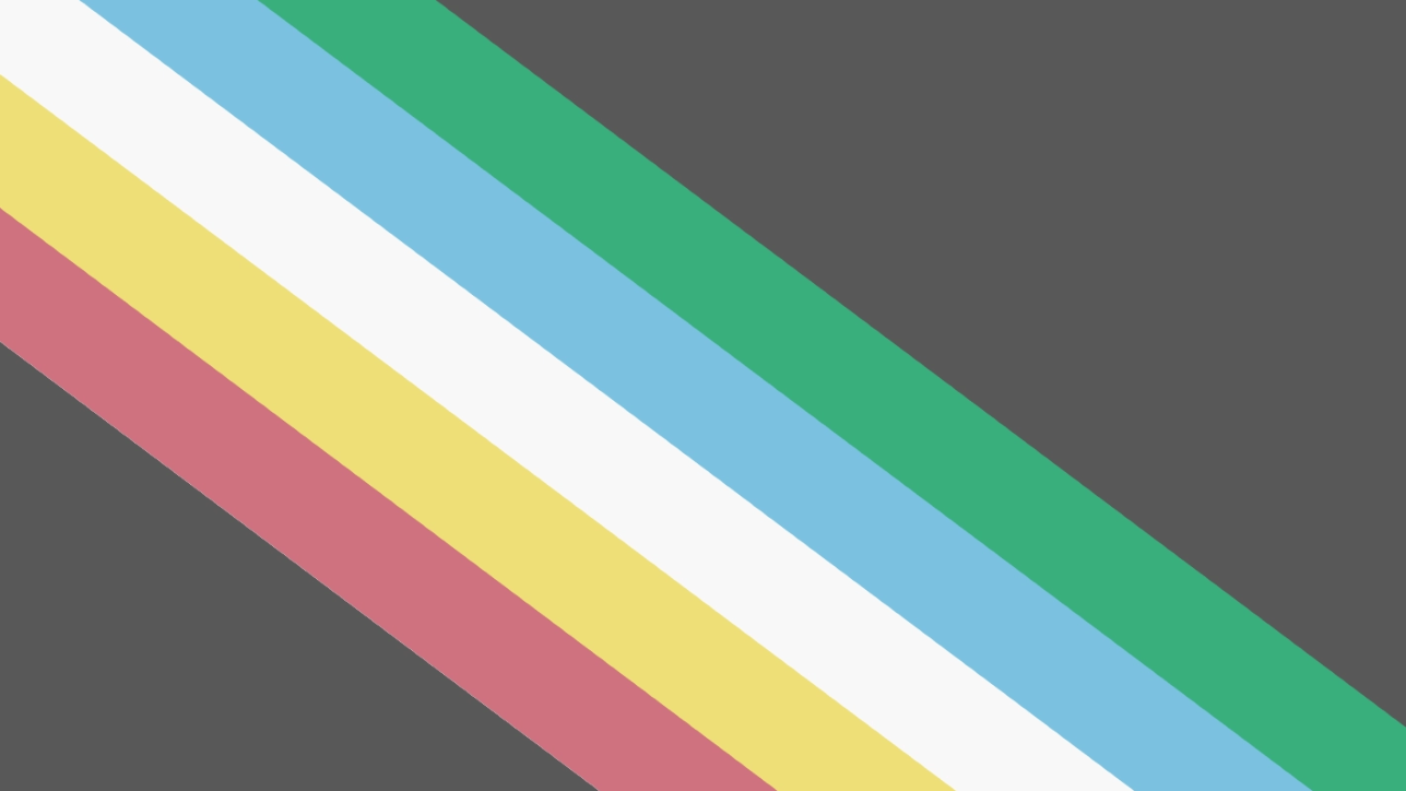 The disability pride flag, a black background with five stripes of colour across it, red, yellow, white, blue and green.